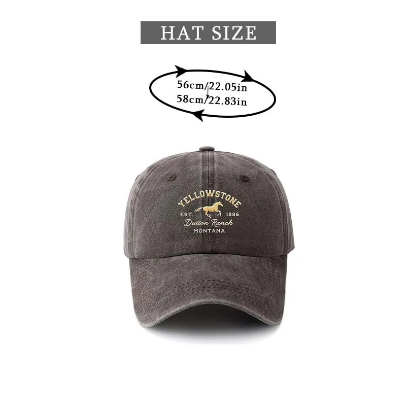 Printed YELLOWSTONE Wash Baseball Cap Unisex Trucker Hat Breathable Adjustable Golf Hat Women'S Summer Fashion Curved Cap Men Wo
