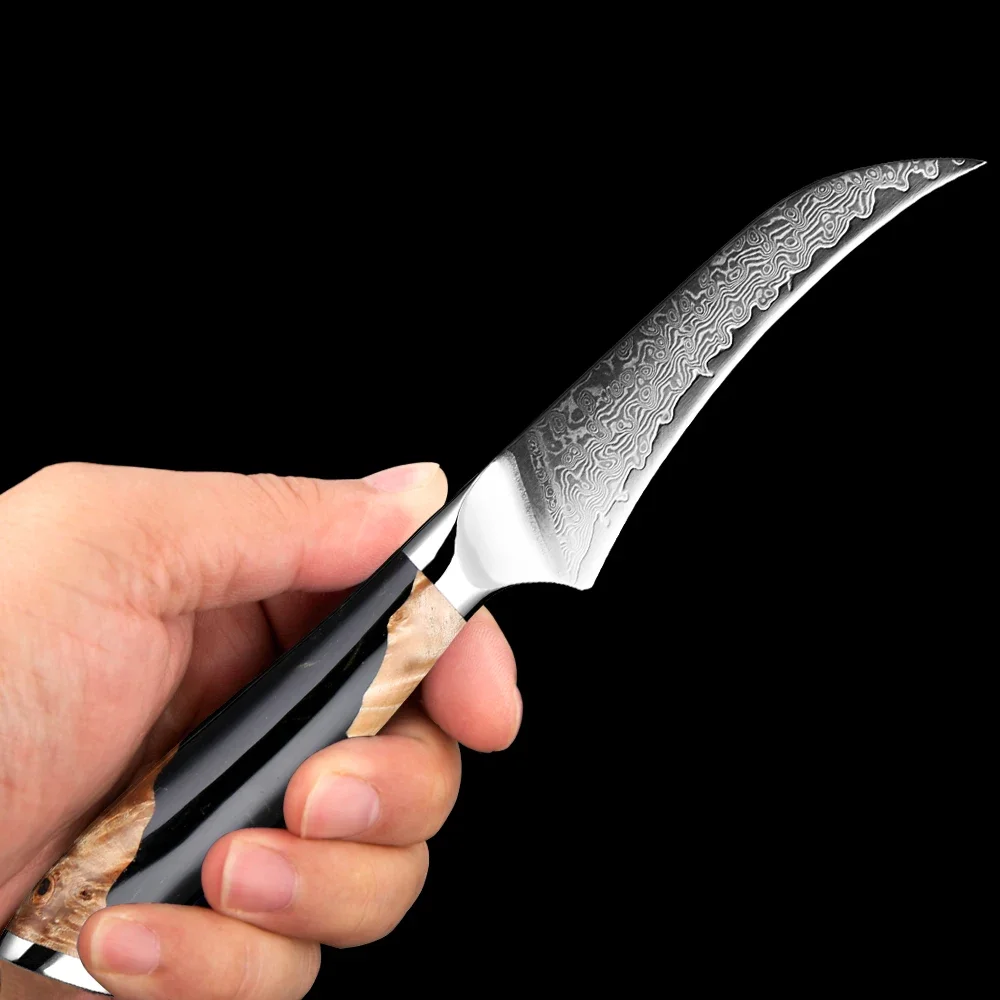 Damascus Stainless Steel Bird Beak Paring Knife Razor Sharp 3.5\