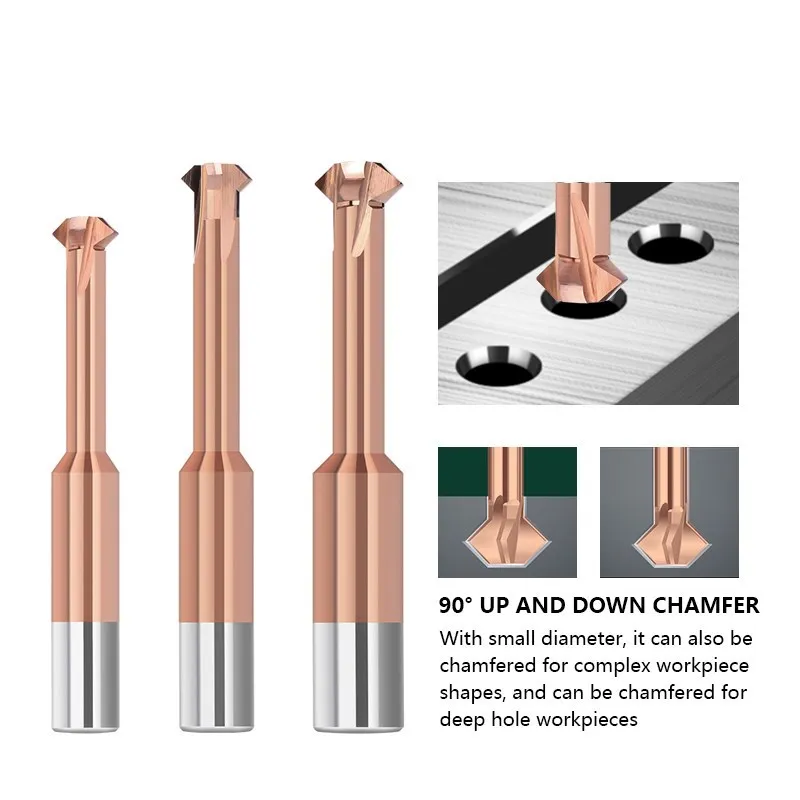 XCAN Milling Cutter 90 Degree Front Back Deburrer Double Angular Chamfering Cutter Inner Chamfer for Metal Hole CNC Tool