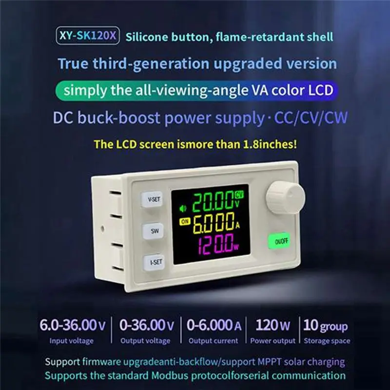 ABCA-SK120X CNC DC Regulated Power Supply+ K485X Module Bench 6-36V To 0-36V Step Up/Down Converter 120W USB Stabilized DC-DC