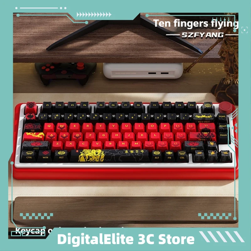 

Оригинальные тематические колпачки для клавиш Black Myth Wukong Pbt, персонализированные наборы клавиш для компьютерной клавиатуры 138/158, полный набор