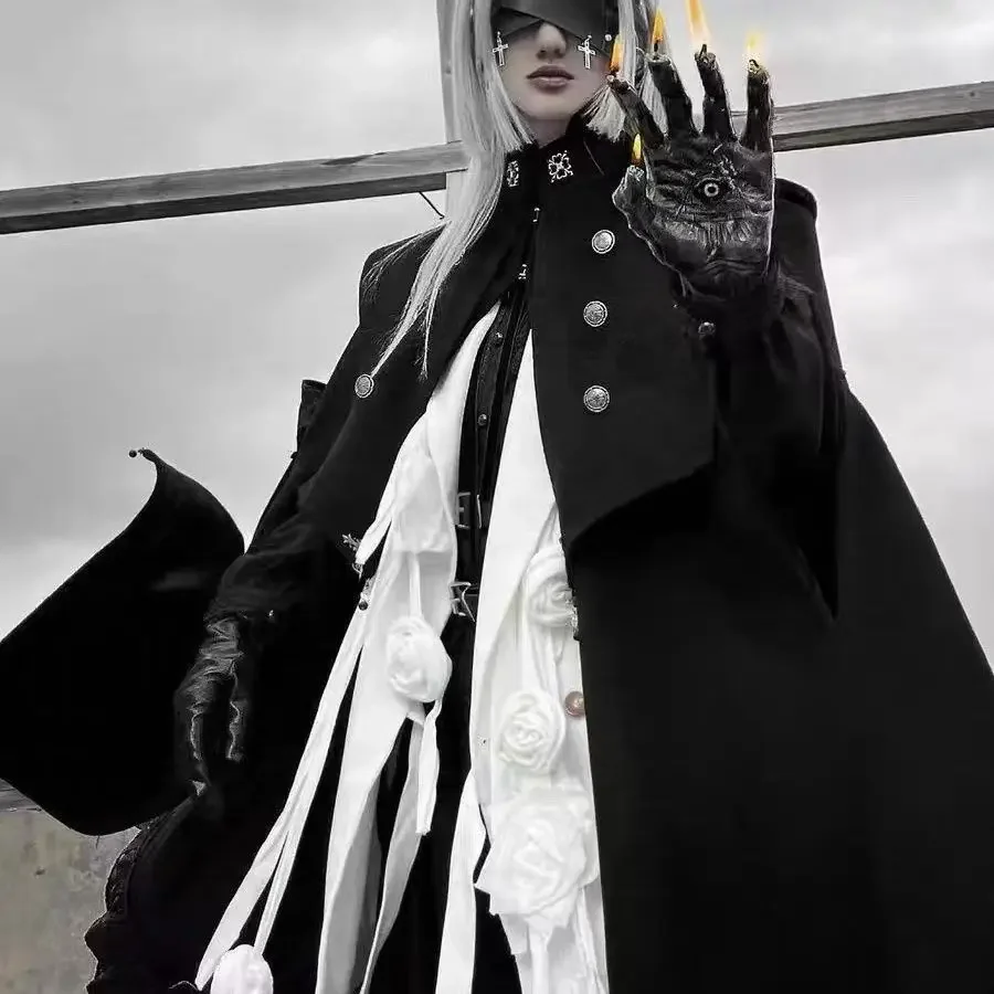 عباءة عتيقة باللون الأسود الداكن على الطراز الفيكتوري للرجال والنساء ثنائي الجودة لوليتا كيب على الطراز القوطي للحفلات والأمير التأثيري للتصوير الفوتوغرافي