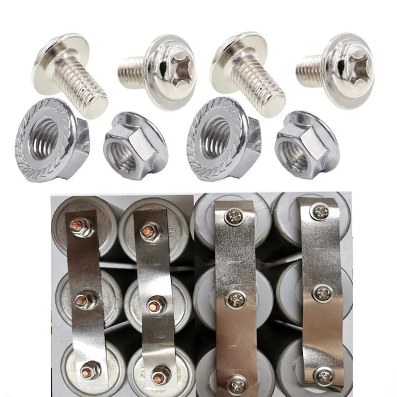 32650 Screw No Welding Installation M4*5 Screw Nut Spacer Fixing Accessories for DIY 32650 Battery Pack