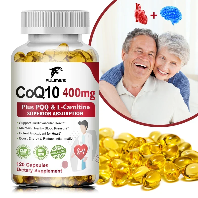 Ubiquinol CoQ10 400mg, with Omega-3 & L-Carnitine & PQQ,  Coenzyme-Q10 Capsules, for Antioxidant, Heart, Brain & Cellular Energy