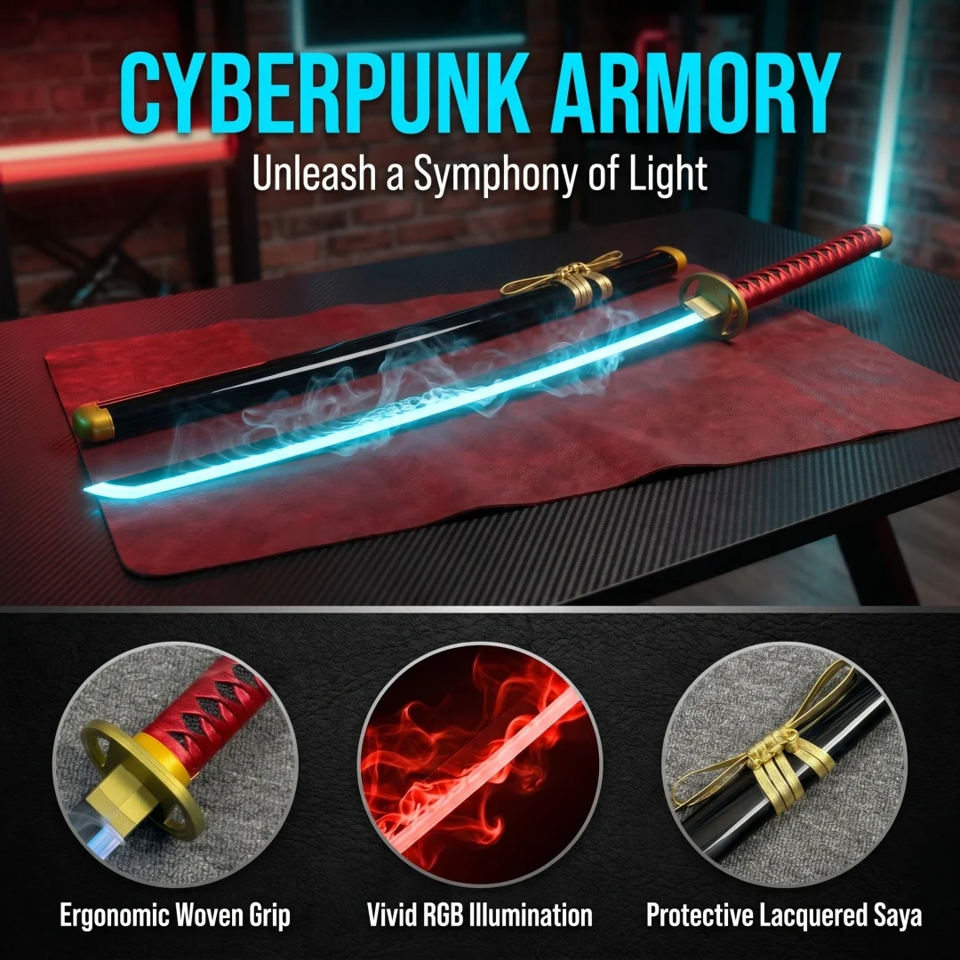 40inch Jujutsu Kaisen Okkotsu Yuta Katana Anime Cosplay Prop Sword Blade Luminous Smoke Real Size 1:1 Scale Plastic Toy Gift