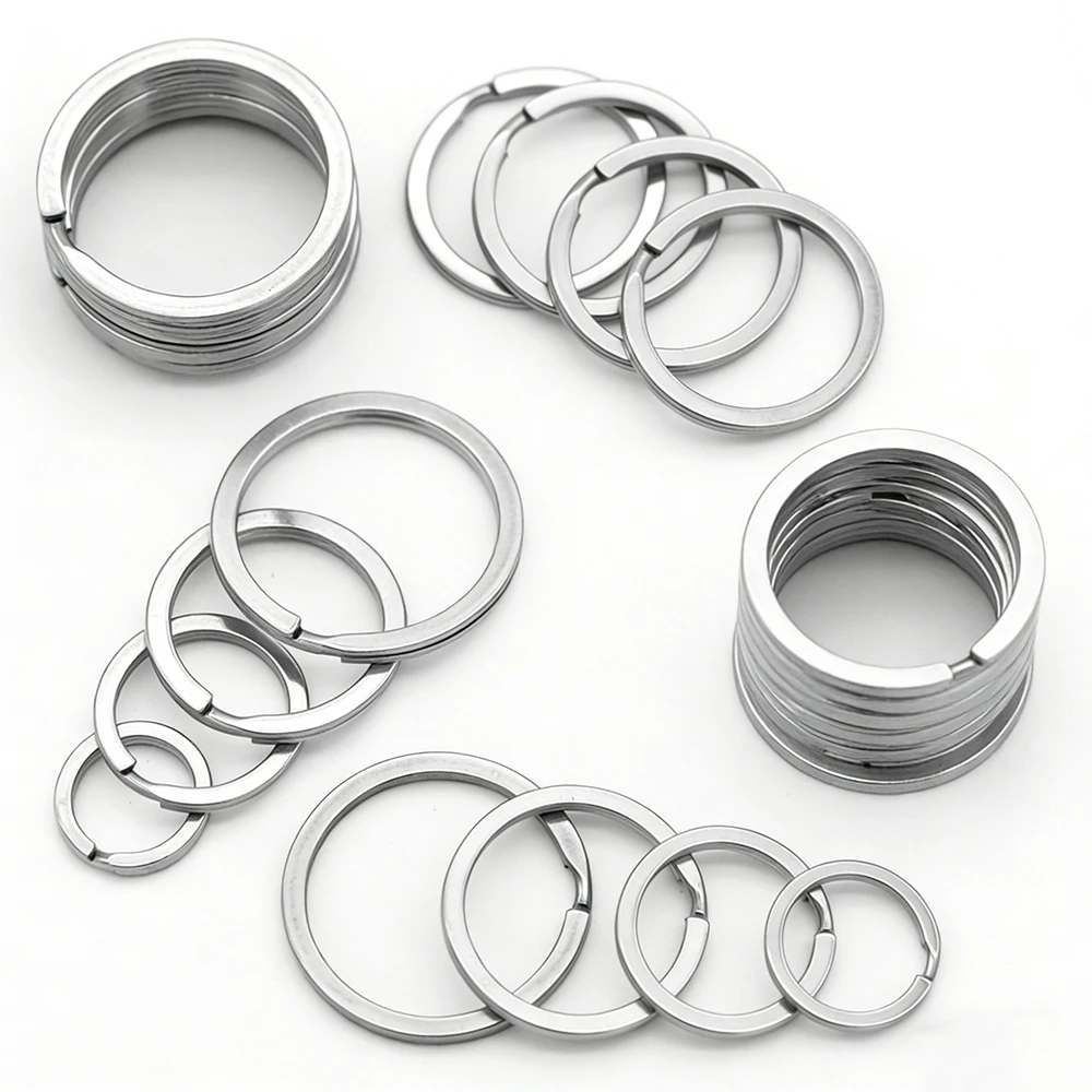

10 шт. 15~35 мм круглые плоские разъемные кольца из нержавеющей стали для ключей, брелоков, подвесок, изготовления украшений своими руками