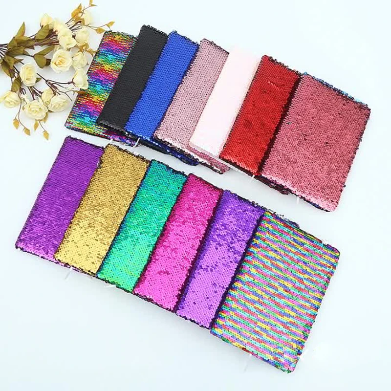 1 Pcs Sequin Flip This A6 Notebook Creative Stationery Gift Diary Note Notepad Portable Dhiny Hand Ledger Double-Sided Flip