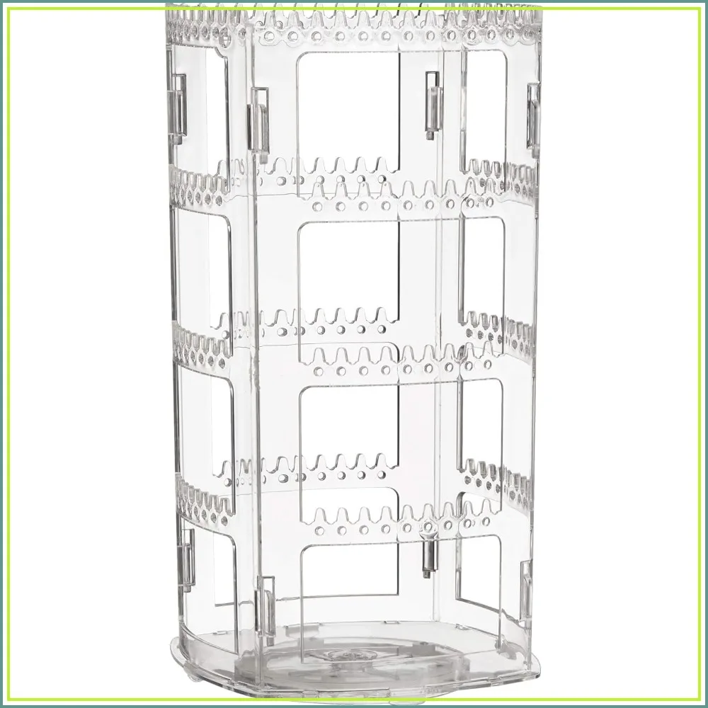 360 Rotating Earring Holder and Jewelry Organizer, 4 Tiers Jewelry Rack Display Stand, 156 Holes and 160 Grooves for Necklaces Earrings Piercings