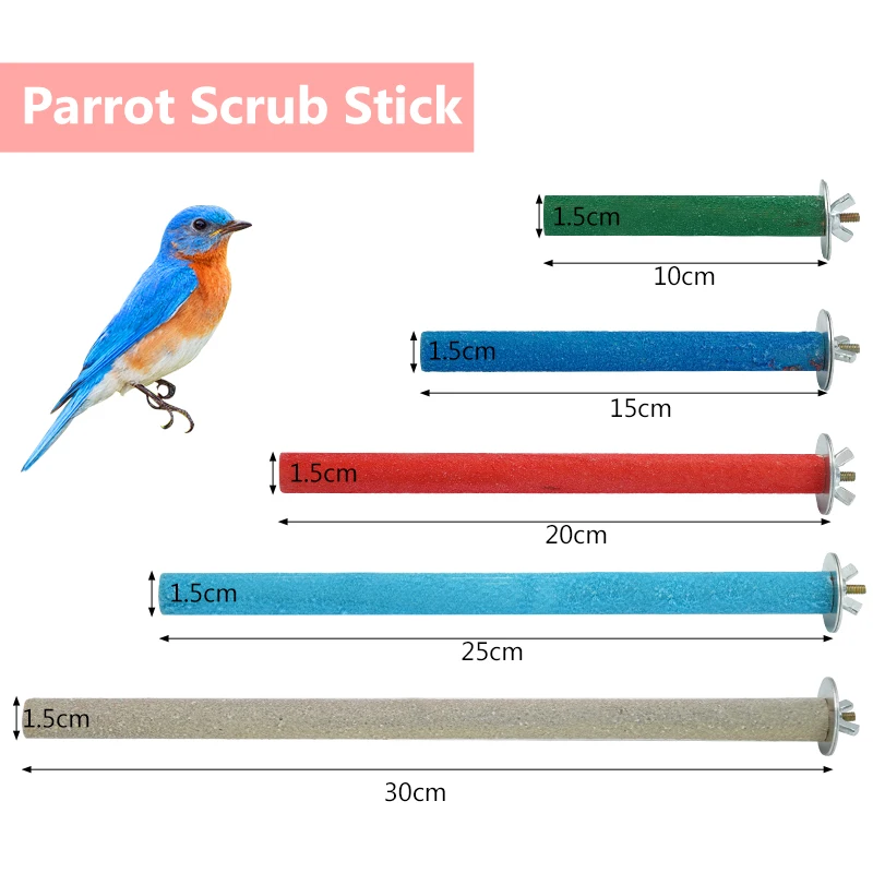 1Pc Pet Bird Chew Toys Parrot Perches Stand Platform Cage Toy Paw Grinding Clean Toys Parrot Scrub Stick