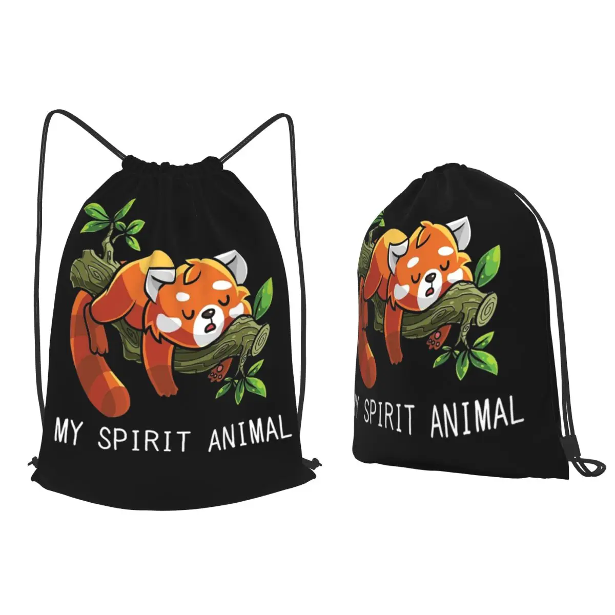 Red Panda Spirit Animal Backpacks Casual Drawstring Bundle Pocket Sports Bag Book Bags for Travel School