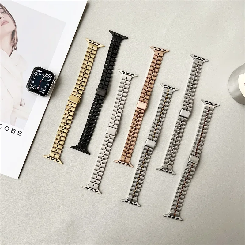 Slim Metal Band For Apple Watch Ultra 2 49mm Sports Strap For Iwatch 10 9 41mm 42 46 45mm Stainless Steels Bracelet Correa 41mm