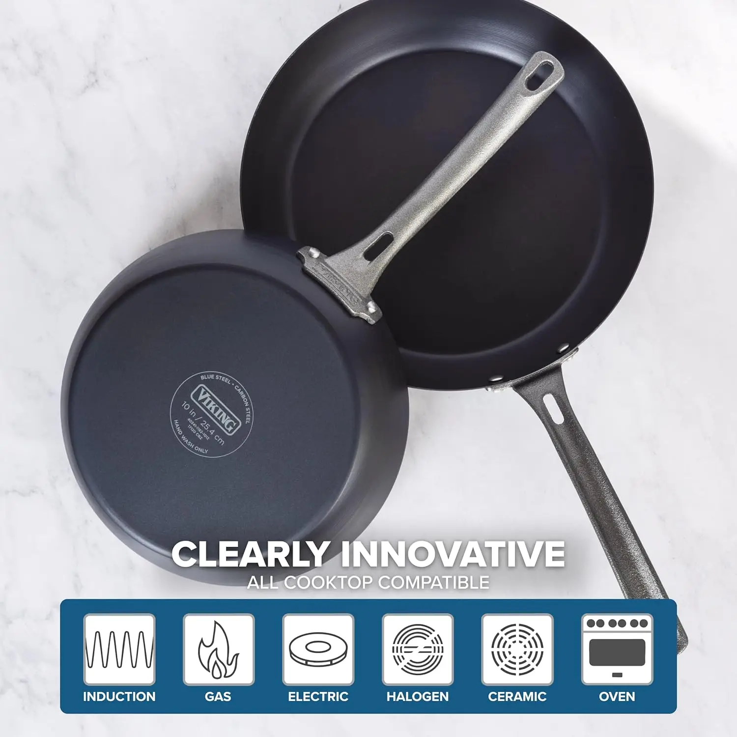Blue Carbon Steel Nonstick Frying Pans Set, 10 and 12 Inch, Lightweight and Durable for Daily Cooking 5