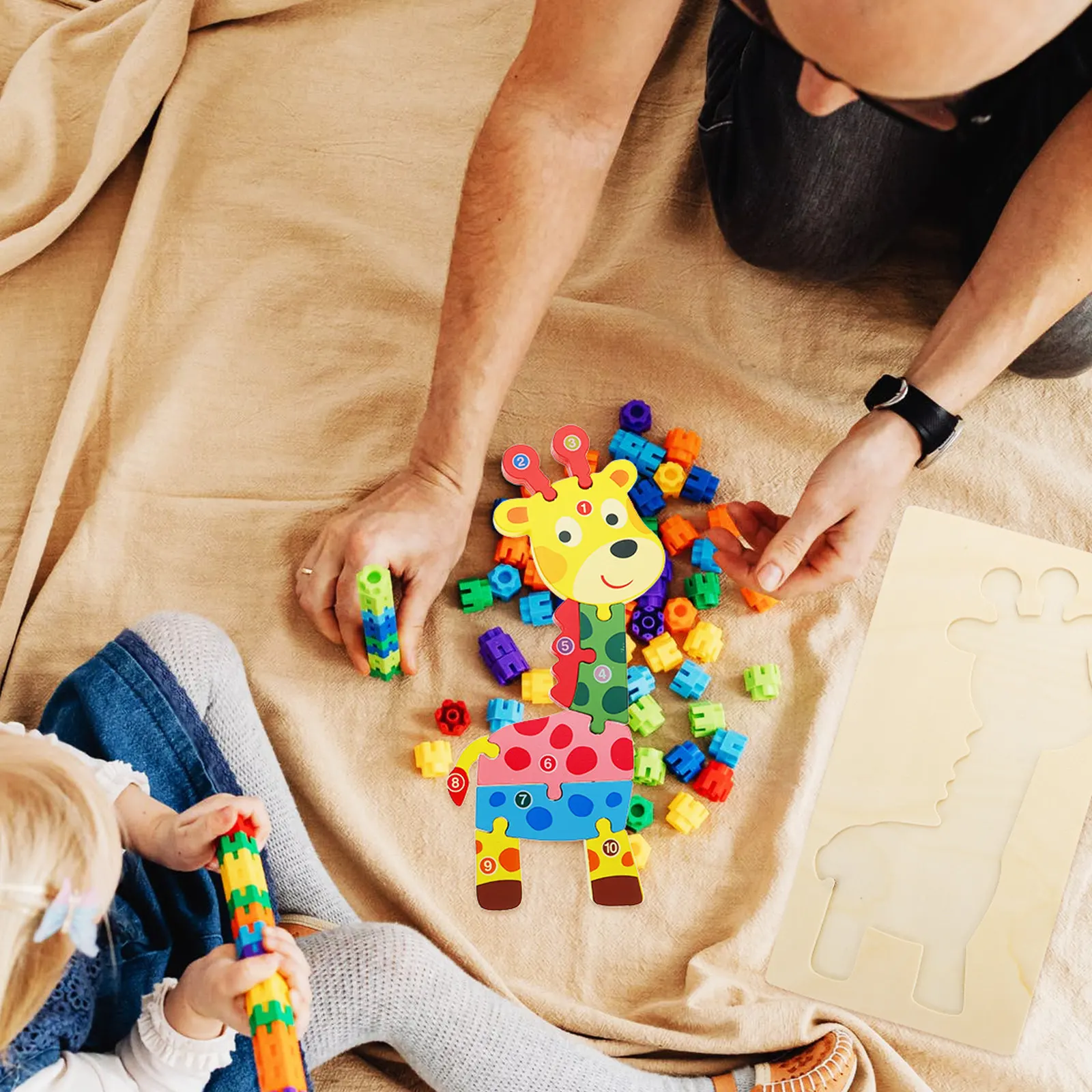 

Giraffe Wooden Jigsaw Puzzle for Children Animal Shape Educational Plaything Enhances Spatial Awareness Fine Motor Skills Parent