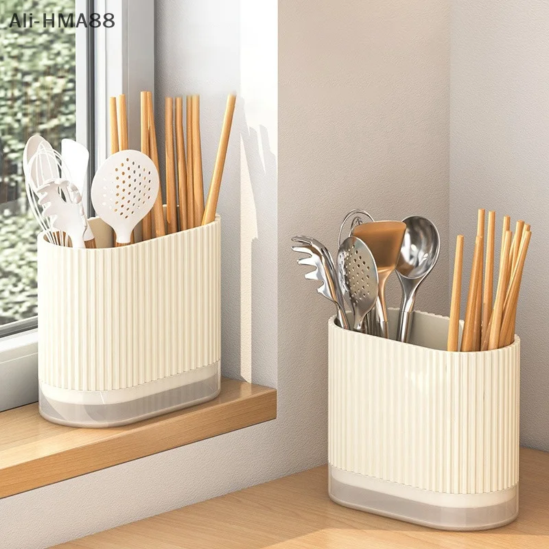 

HMA88-Kitchen Spoon Storage Box Chopstick Holder Drain Rack Wall Mounted Non Perforated Countertop Tableware Chopstick Cage