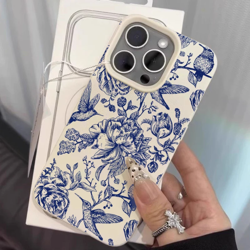 Blue Retro Floral Bird Pattern - đánh giá và giá Phone Cases Iphone 17