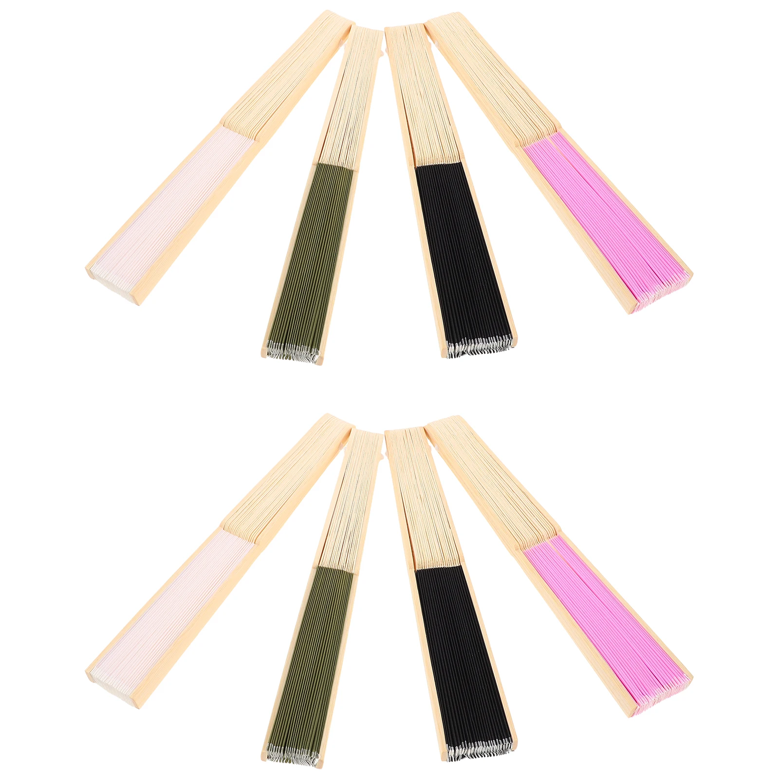 

8Pcs Handcrafted Pure Color Cloth Folding Fans 7 Inch Bamboo Rib Portable Lightweight Guest Favors DIY Painting Stage Wedding