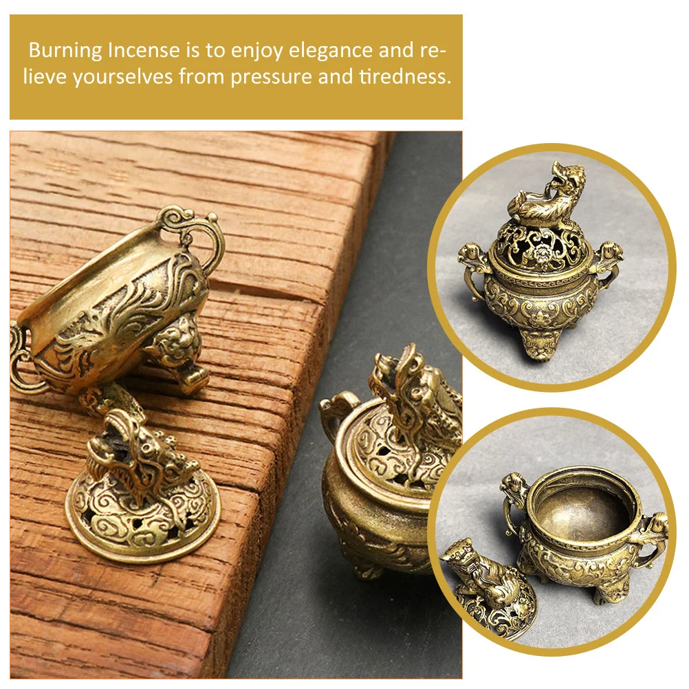 

2Pcs Style Incense Holder Burner Small Censer for Desk Temple Tearoom Decor Creative Aroma Stove Exquisite Craft Home