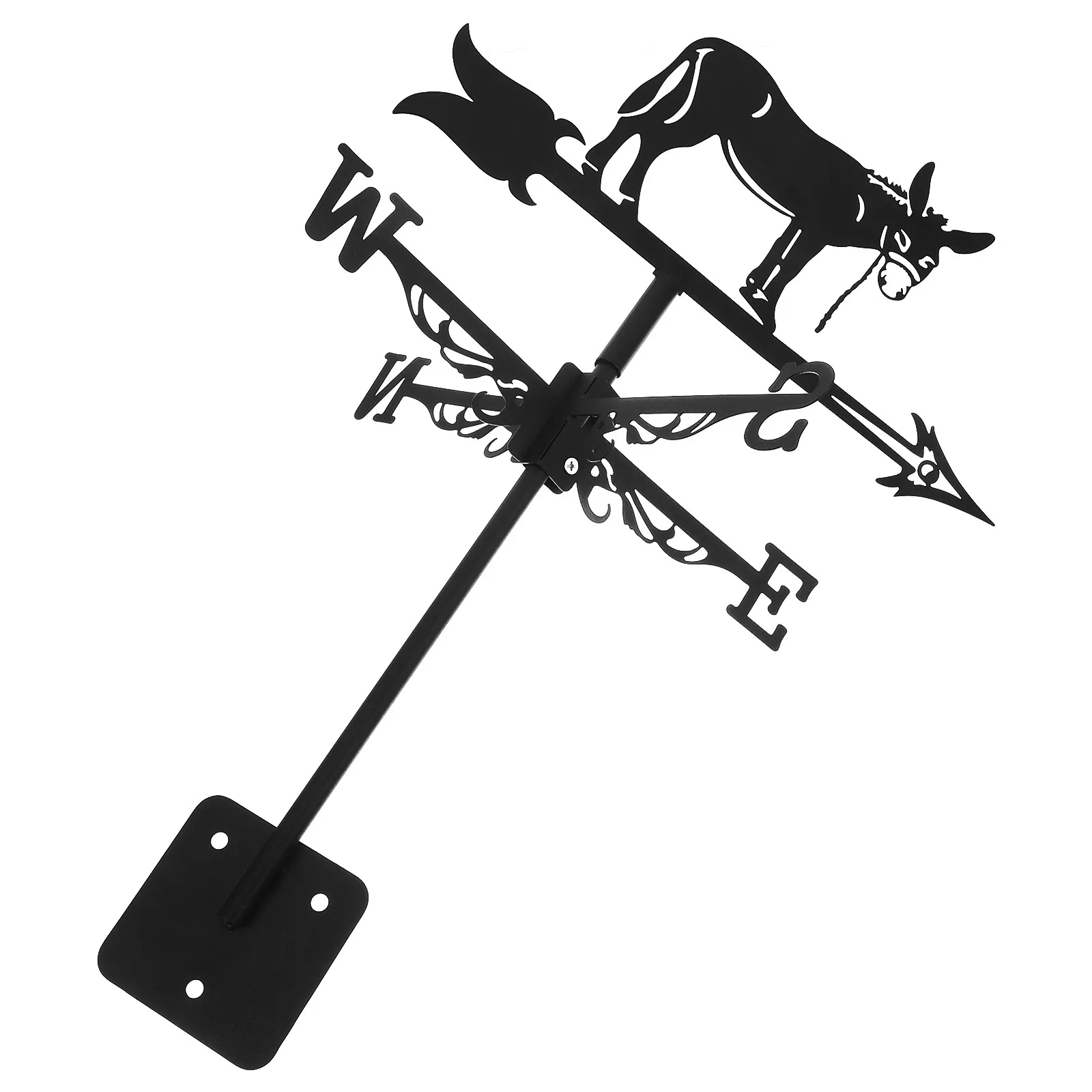Decorative Donkey Weathervane Iron Wind Vane Garden Stake Roof Mount Weather Vane for Outdoor Space Wind Direction Indicator