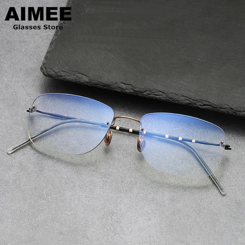 Denmark Brand Titanium Frameless Glasses Frame Men Women Rimless Square Optical Eyewear Ultralight Prescription Eyeglasses Gafas