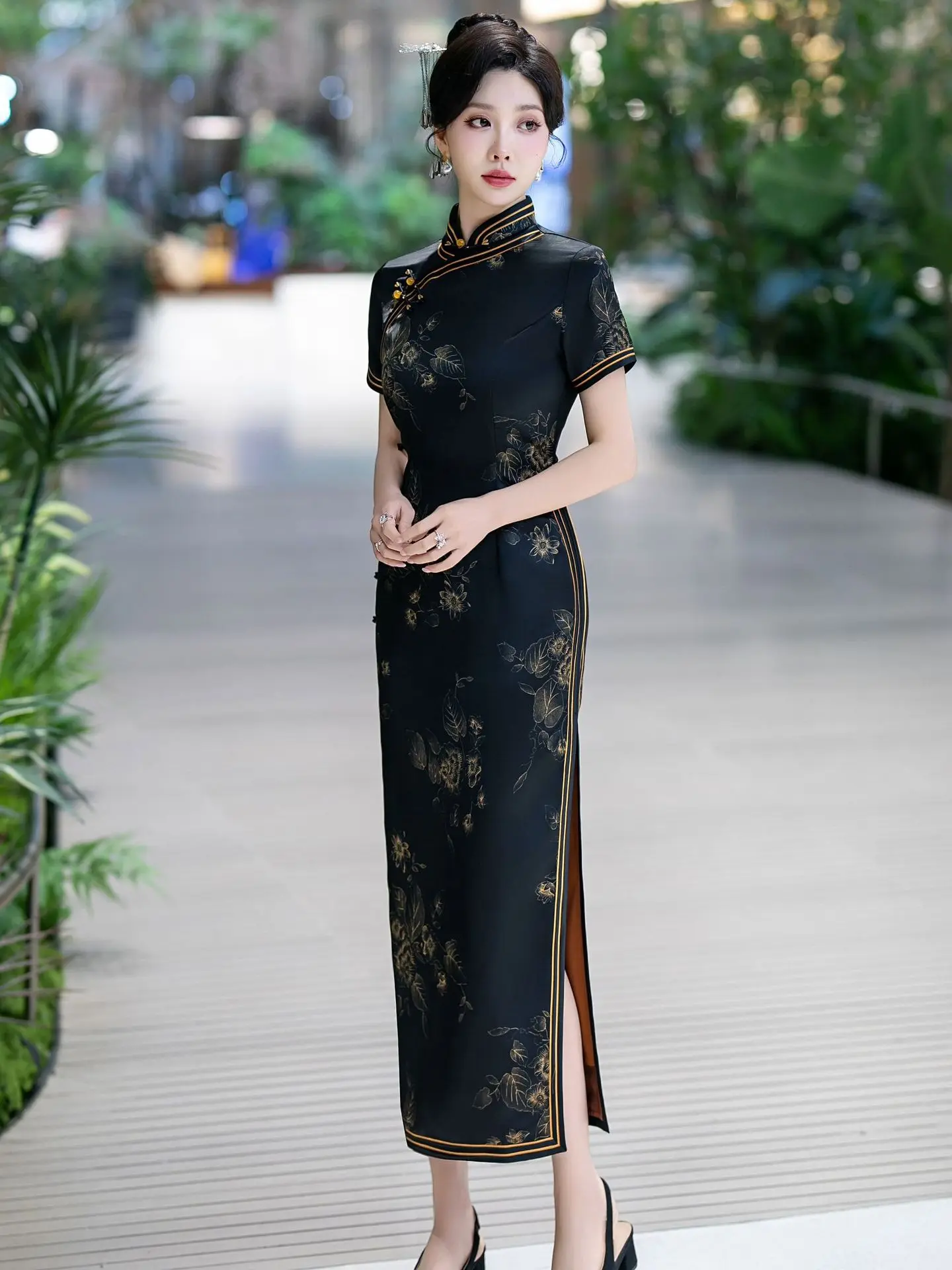 Yourqipao Summer 2025 Retro Fashionable Elegant Standing Cheongsam Traditional Chinese Style Evening Dress Black Qipao for Women - AliExpress 200000532 Yourqipao Summer 2025 Retro Fashionable Elegant Standing Cheongsam Traditional Chinese Style Evening Dress Black Qipao for Women - AliExpress 200000532