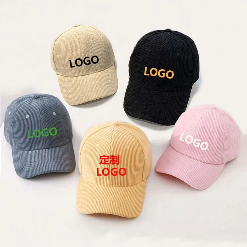 Custom Baseball Caps Professional Custom High Quality Embroidered Corduroy Baseball Caps Men Ladies Adjustable Caps