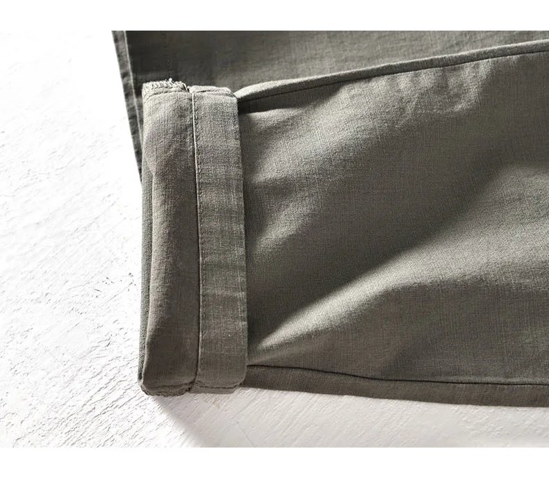 Summer Pants for Men Daily Casual Cotton Linen Pants Man Drawstring Elastic Waist Pencil Nine Point Pants Simple Harajuku Pant