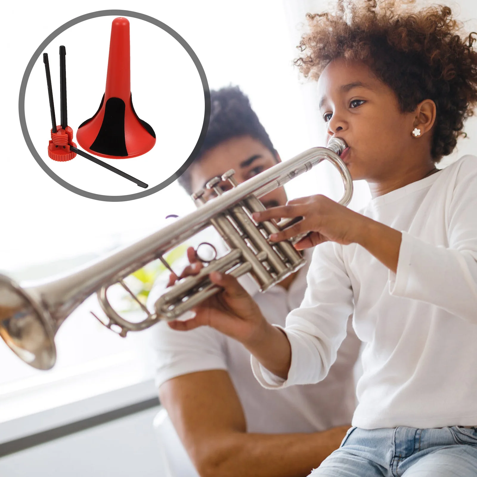 

Red Professional Trumpet Stand Detachable Foldable Metal Tripod Stable Holder for Wind Instruments Cornet Musical Accessory