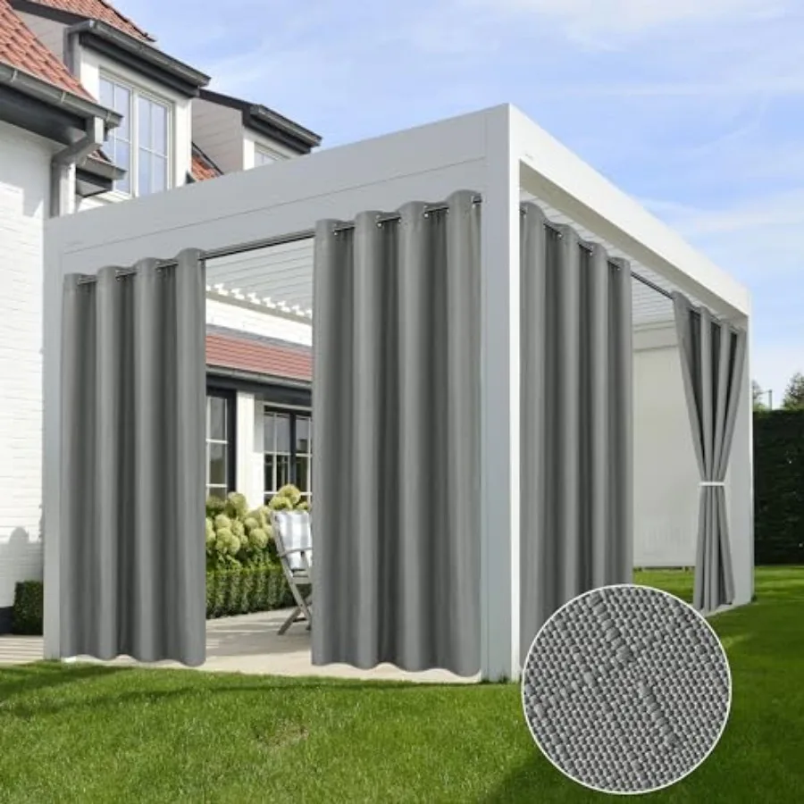 

4 Panels Linen Outdoor Curtains for Patio Waterproof Curtains 54" Wide x 84" Long-Indoor/Outdoor Curtains Waterproof, Privacy f