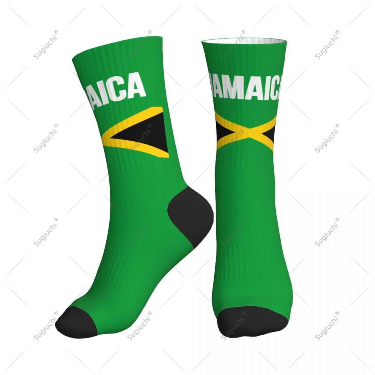 

3D Printed Jamaica Flag Polyester Mid-calf Socks For Men Women Kawaii Socks Street Skateboard Socks