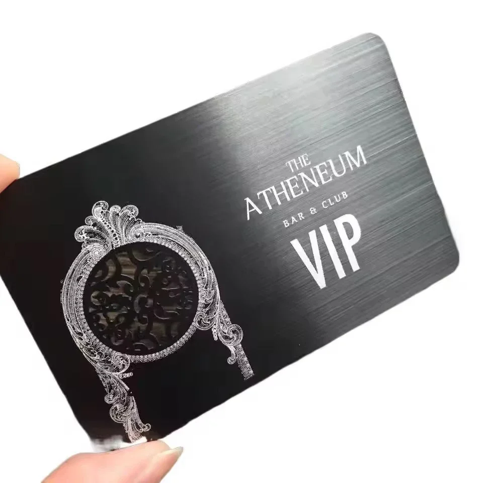 

High Quality Custom Brand Fashion Matte Finish Metal Name Label Silk Printing Metal Business Cards Visiting Cards for Own Logo