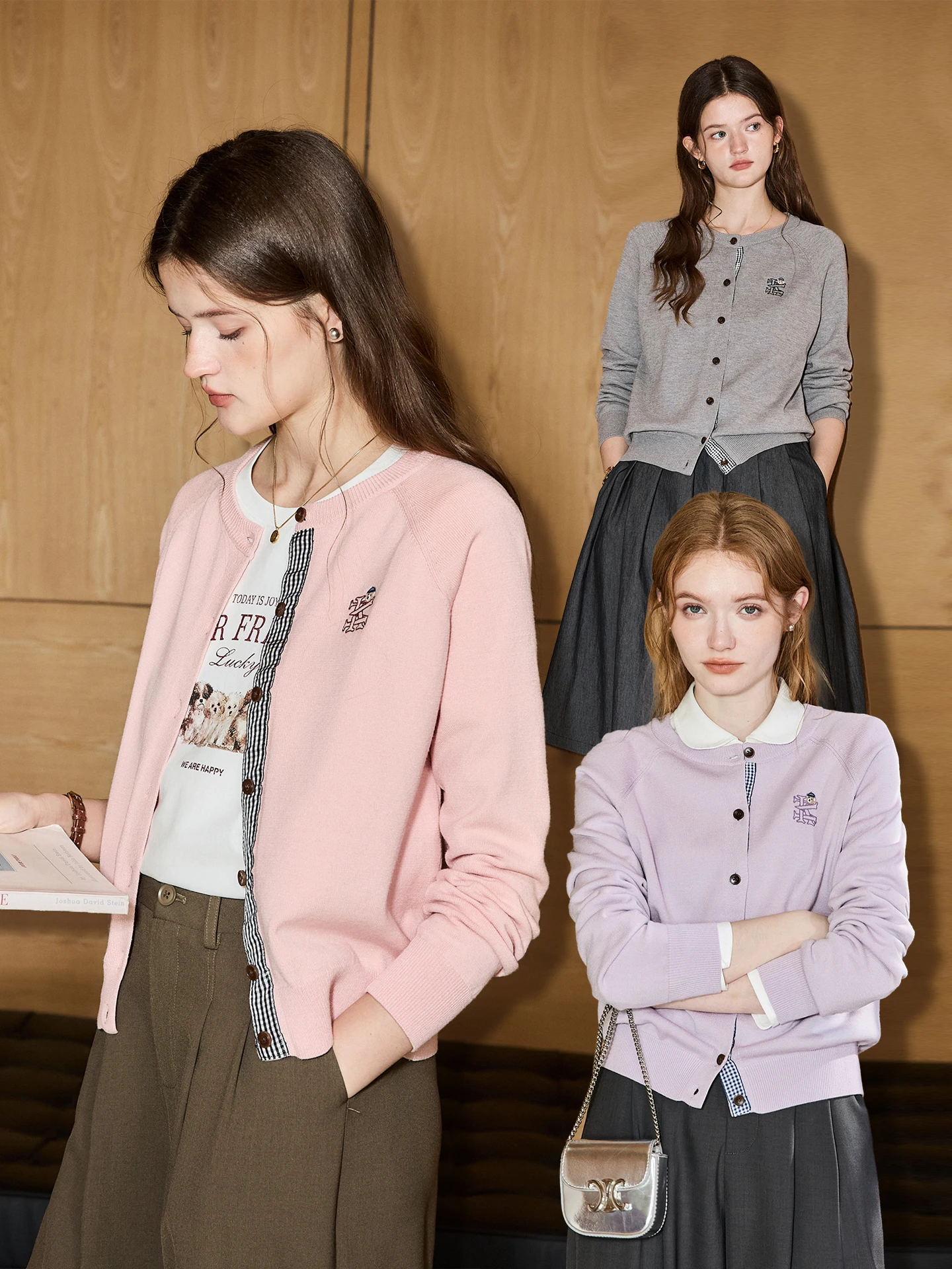 

KUHNMARVIN Minimalist Knitted Cardigan Women's Early Spring Commute Style Regular Fit Medium Thickness Short Sleeve