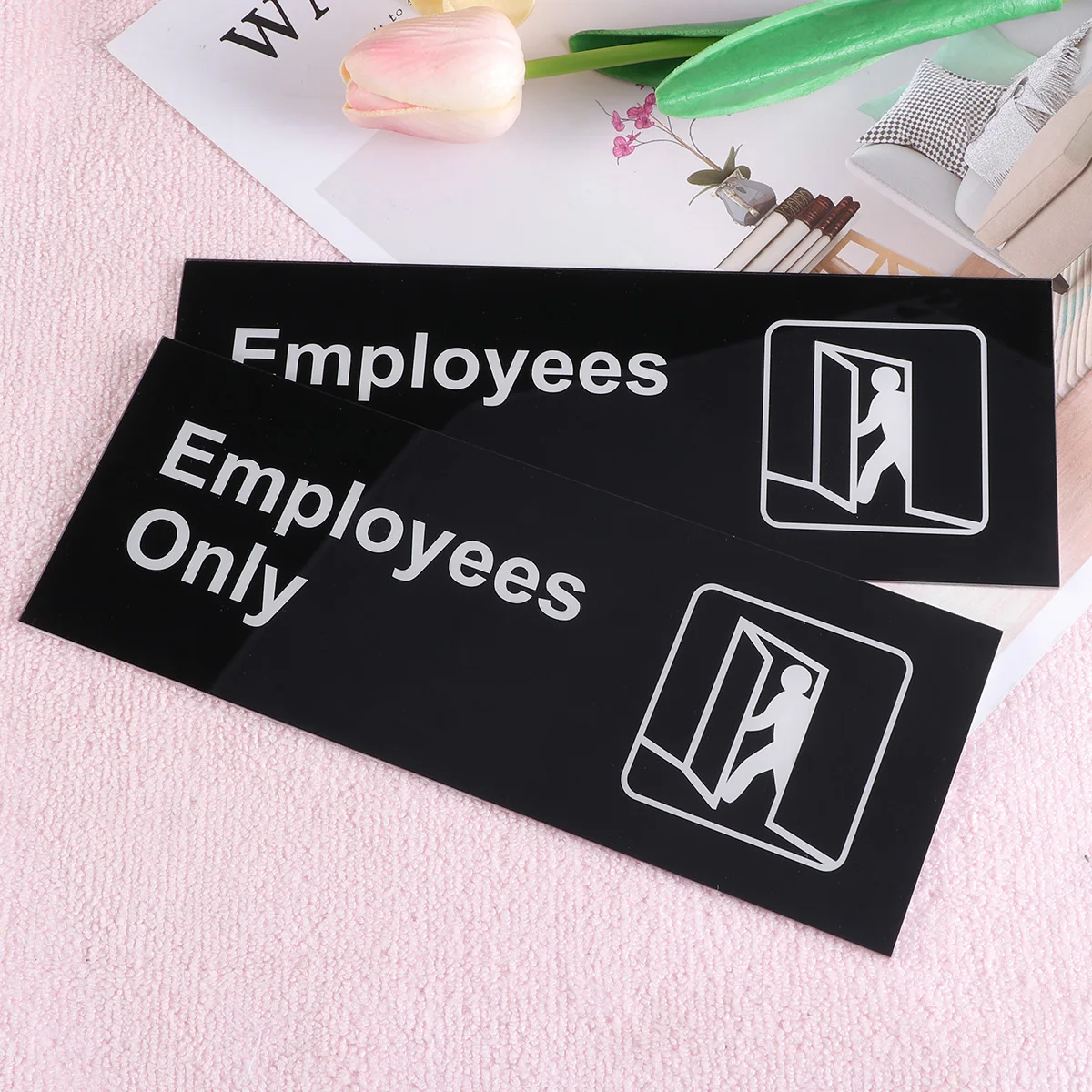 

Employees Only Signboard Acrylic Self Adhesive Office Indicator Wall Mountable Safety for Workplace Hospital Mall Informative