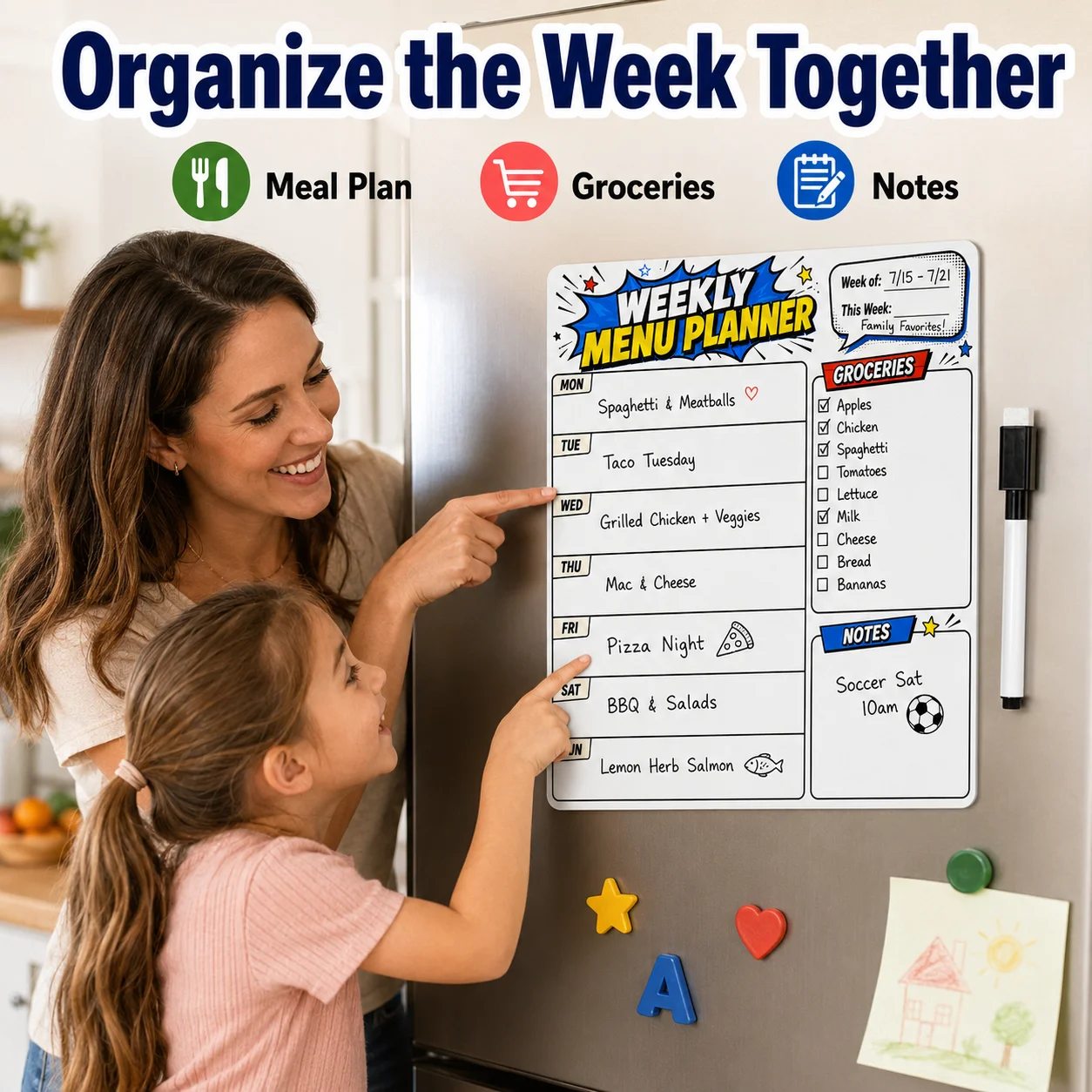 1 шт. Наклейка-планировщик еже – обзор и цена Dry Erase Weekly