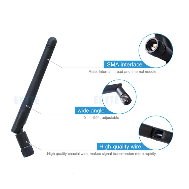 Antena Wifi de alta ganancia, accesorio SMA macho Uhf para módulo RF, TX915-JK-11, 915MHz, 4 Uds./lote