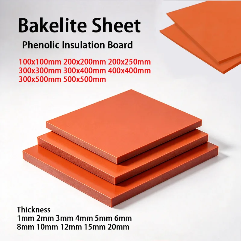 Bakelite Sheet 100-500mm Orange Red POM Insulation Board Thick 1-20mm Custom Cut Electrical Bakelite Plate