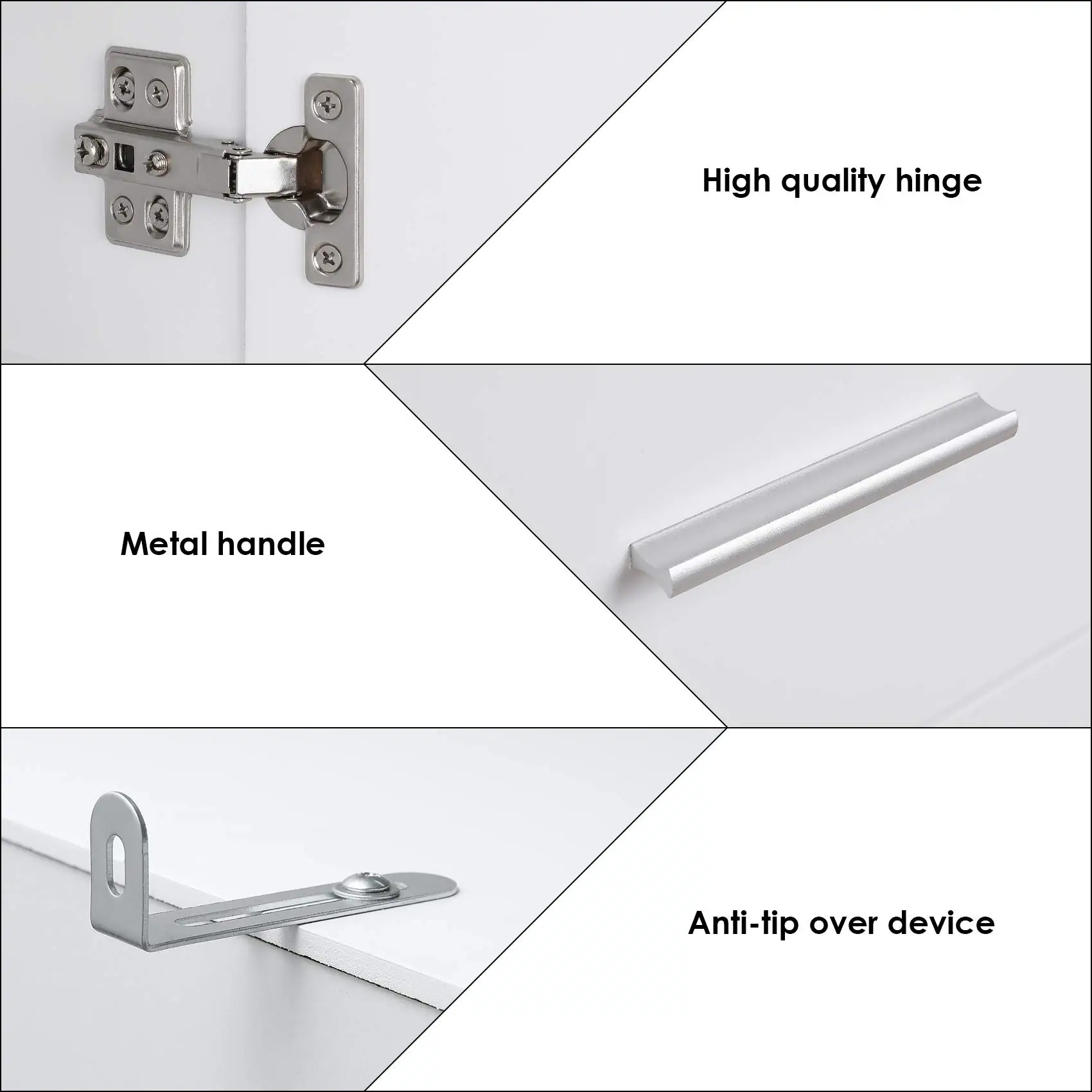 Getone Tall Bathroom Cabinet, Bathroom Storage Unit, Freestanding Cupboard, Slim Tallboy with Drawer and 2 Doors, White Wooden 37x30x180cm