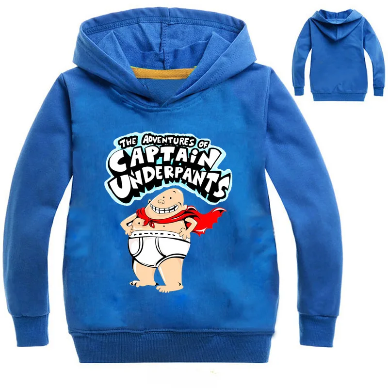 2-16Y Captain Underpants Hoodies Kids Sweatshirt Baby Boy Clothes Children Sport Sweater for Girls Long Sleeve Tops Toddler Coat