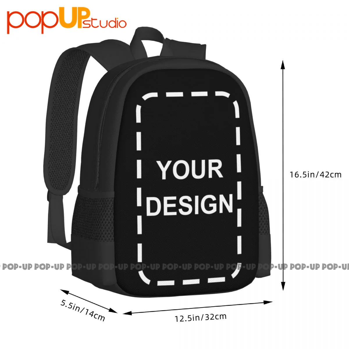 Customize Your Logo / Image / Name Backpack School Bags Black Bookbag Gift