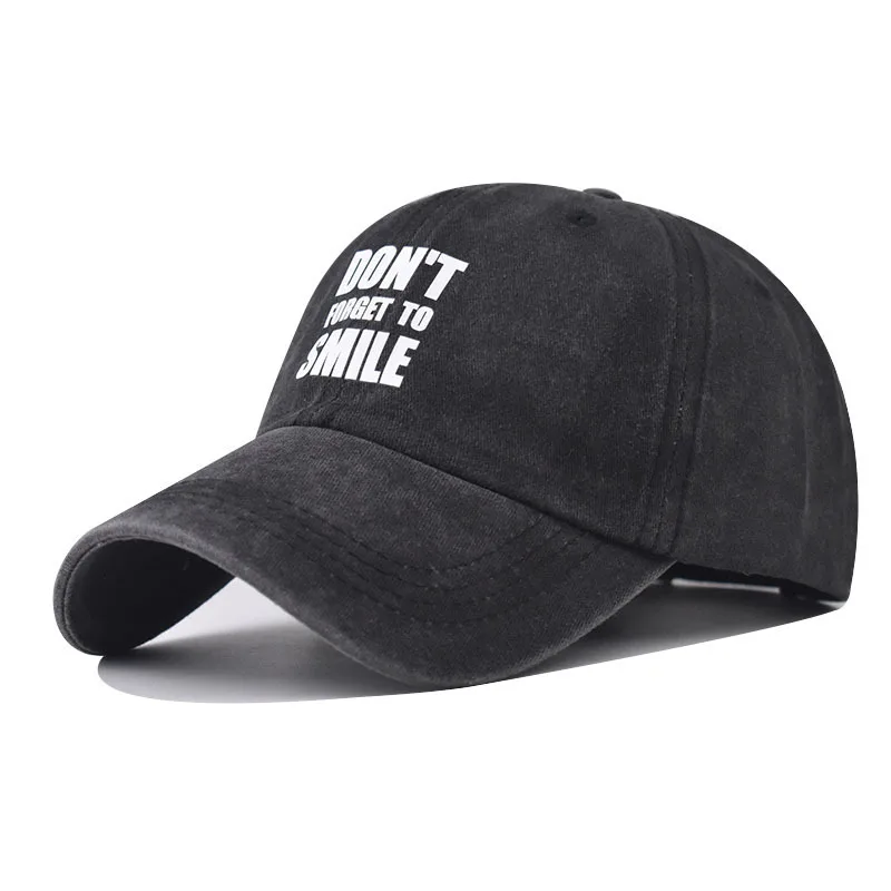 

Pure Cotton Washed Vintage Don t Forget To Smile Baseball For Men And Women Outdoor Personality English Distressed Dad Hat