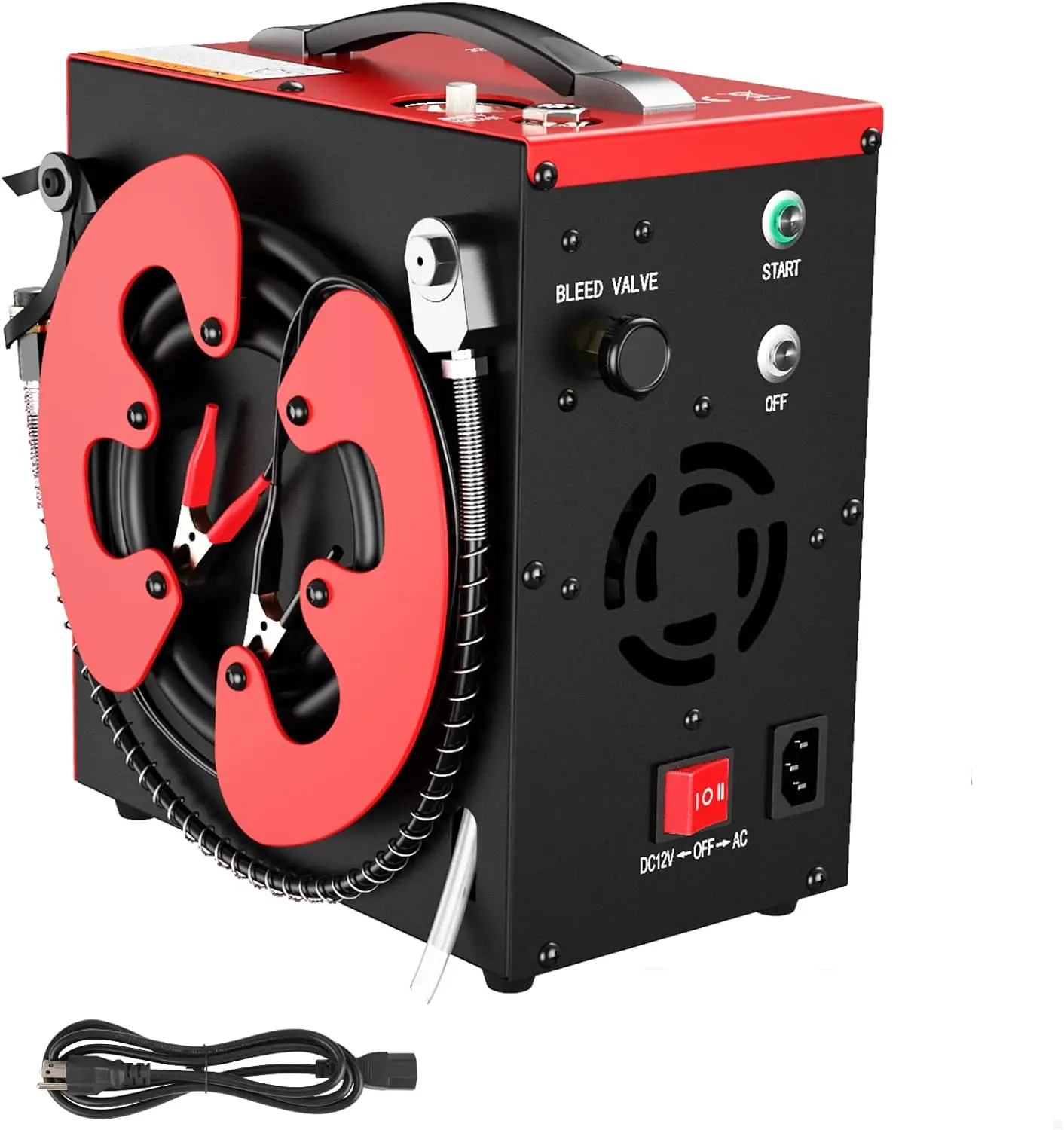 CS3-I Portable PCP Air Compressor, Built-in Home Converter, Auto-Stop, Powered By 12V DC or Home 110V AC, 4500Psi/30Mpa USA