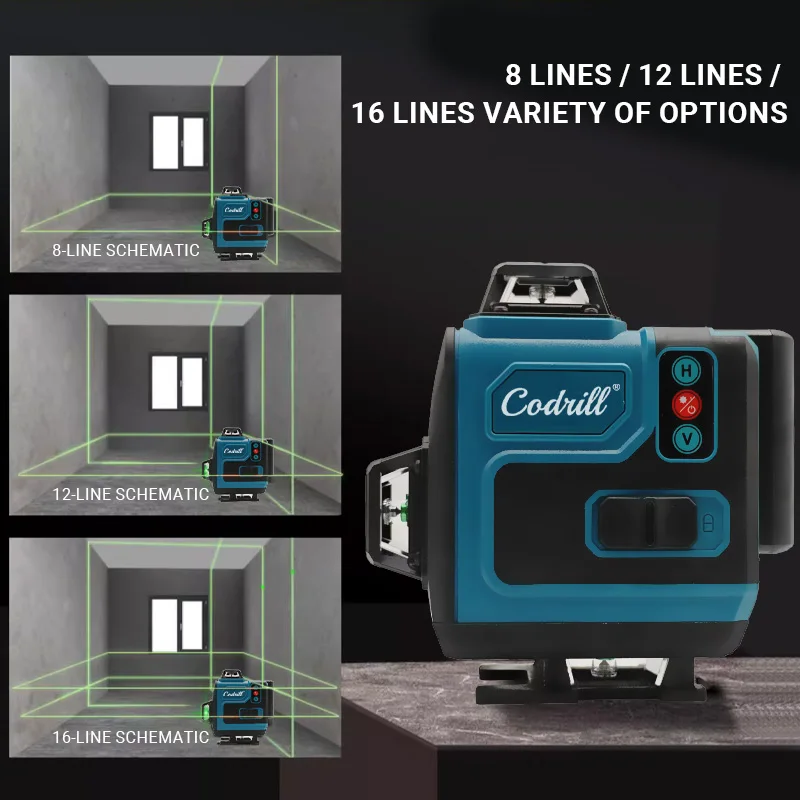 Per Makita 16 Linee Livello Laser Linea Verde Ad Alta Precisione Autolivellante Portatile 360 Raggio Verde Livello Laser Orizzontale Verticale
