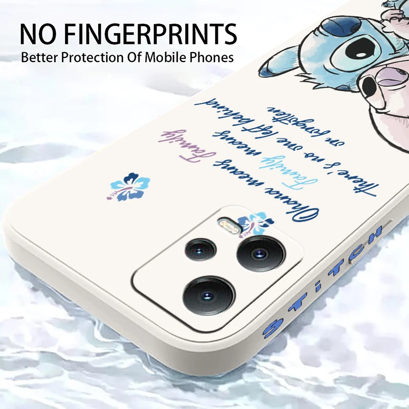 Anime Disney Lilo & Stitch Liquid Left Rope For Xiaomi Redmi Note 12 12S 12R 11 11T 11S 10 10S 9 8 8T Pro Plus 5G Phone Case