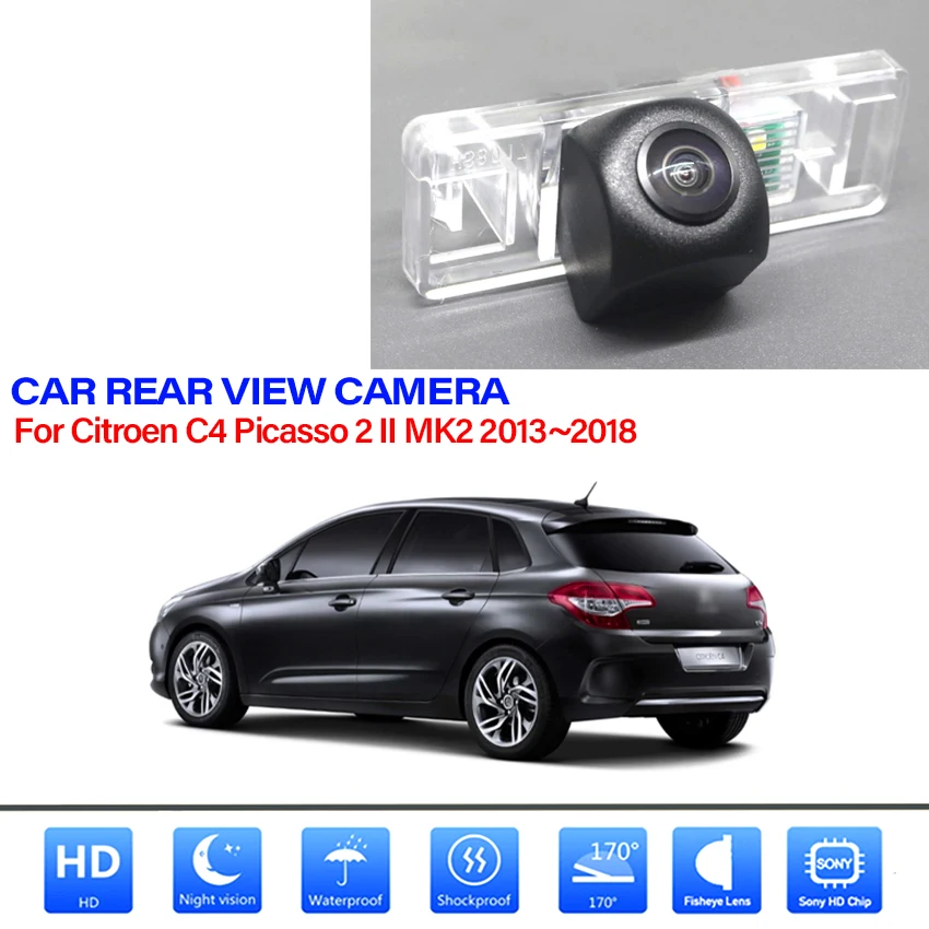 Rear View Camera For Citroen C4 Picasso 2 II MK2 2013~2016 2017 2018 Night Vision HD CCD Reverse Camera license plate Camera