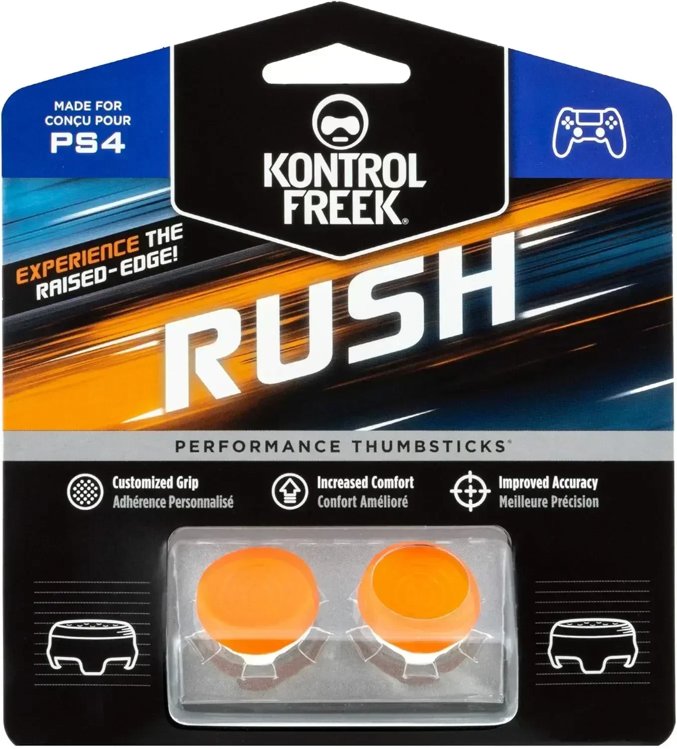 KontrolFreek Rush Performance Thumbsticks for PlayStation 4PS4 and PlayStation 5PS5  Performance Thumbsticks 2 Mid-Rise， Concave