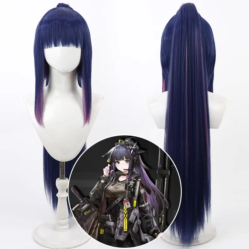 Arknights Jessica the Liberated Cosplay Wig Blue Purple Ponytail Heat Resistant Synthetic Hair Halloween Party Role Play Wig Cap
