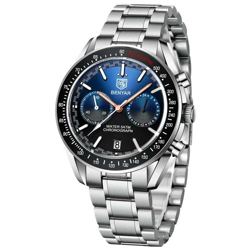 BENYAR 5194 Fashion Luxury Quartz Timing Watch Men's Sports Waterproof Calendar Watch Men's Night Light Watch Reloj Hombre