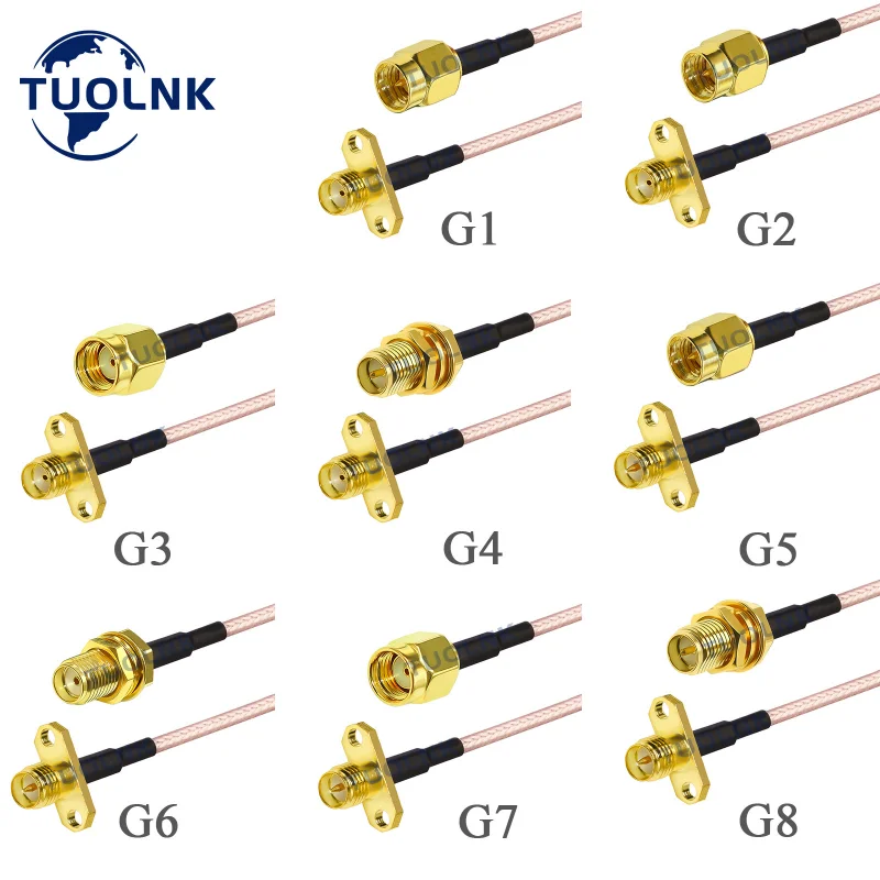 RG316 Coax Cable SMA Male to SMA Female 2 Hole Panel Flange Mount Connector Pigtail Jumper WIFI Router Antenna RF Coaxial Cable