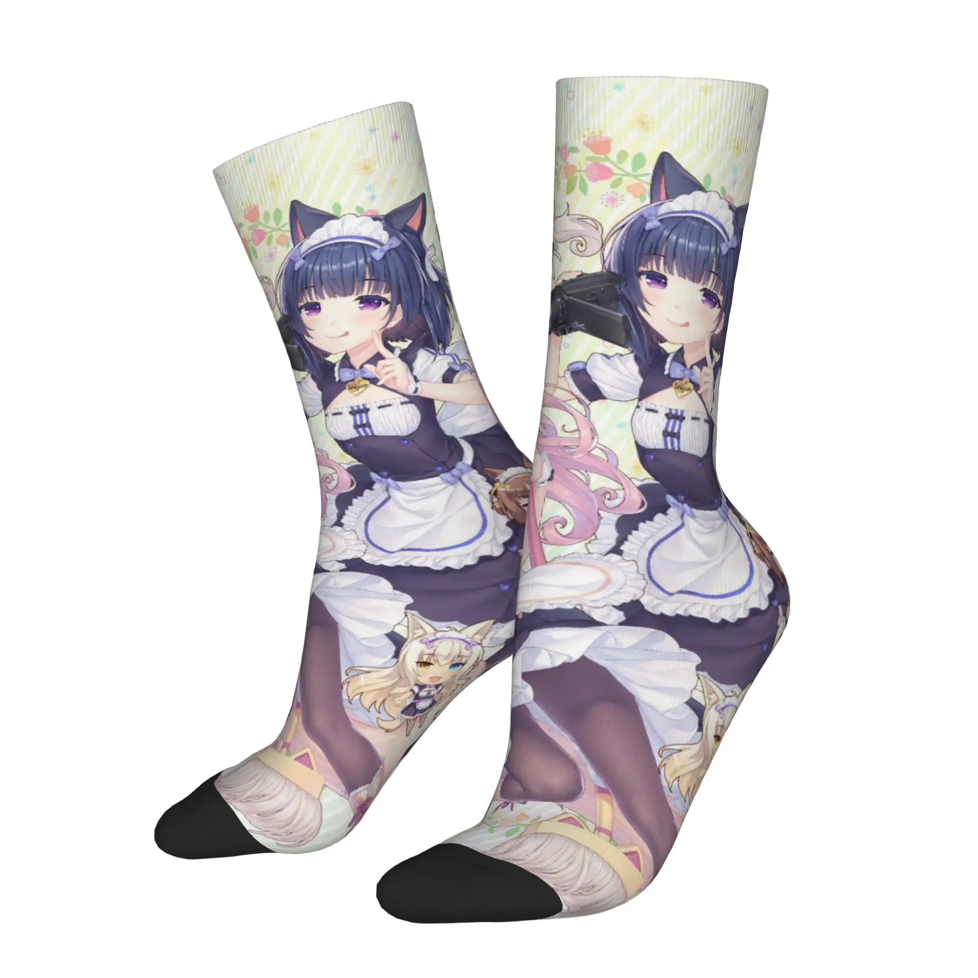 

Winter Warm Crazy Design Women Men Shigure Minaduki and Fraise Nekopara Anime Socks Non-slip Middle Tube Socks
