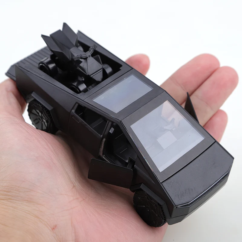 (袋入り) 1:36 合金製ピックアップ サイバートラック プルバックカー コレクション 男の子と子供向け、大型1台と小型1台のヴィンテージおもちゃ車