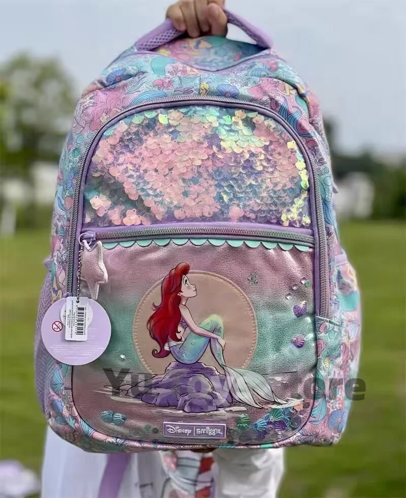 Kawaii Disney Smiggle Mermaid School Bag Pencil Case Notebook Stationery Set Student Lunch Bag Y2k Backpack Girl Birthday Gift